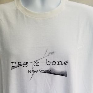 New "Rag & Bone New York" White Crinkle Logo Tee Shirt.